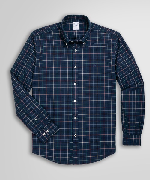 BROOKS BROTHERS(ブルックスブラザーズ)の「ブラッシュドコットン/ウール チェック カジュアルシャツ Regular Fit(シャツ/ブラウス・メンズ・ネイビー/レッド・LARGE/SMALL/MEDIUM/X-LARGE/X-SMALL)」の2枚目の写真