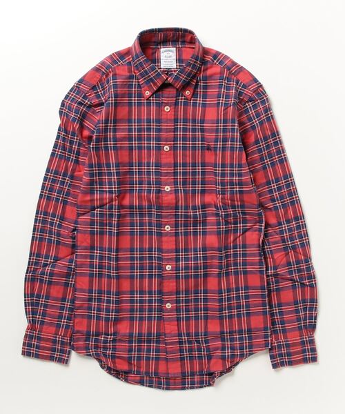 BROOKS BROTHERS(ブルックスブラザーズ)の「ブラッシュドコットン/ウール チェック カジュアルシャツ Regular Fit(シャツ/ブラウス・メンズ・ネイビー/レッド・LARGE/SMALL/MEDIUM/X-LARGE/X-SMALL)」の6枚目の写真