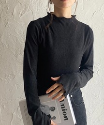 指穴付きフィンガーホール長袖ハイネックトップス