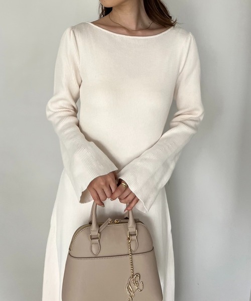 one after another NICE CLAUP（ワンアフターアナザーナイスクラップ）の「チュールビスチェセット/ ロングニットワンピース（ワンピース・レディース・アイボリー/ブラック/ピンク・FREE）」の11枚目の写真