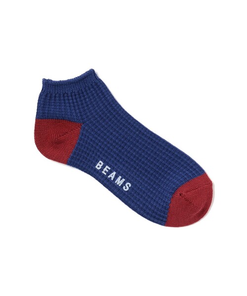 BEAMS(ビームス)の「BEAMS / 2トーン ワッフル アンクル ソックス(ソックス/靴下・メンズ・ブラック/ライトブルー/ホワイト・ONE SIZE)」の3枚目の写真