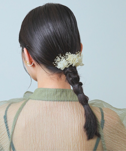 Kana（カナ）の「かすみ草 紫陽花 ドライフラワー Uピン 3本 セット 結婚式 お呼ばれ オケージョン（ヘアピン・レディース・アイボリー/ピンク/パープル/グリーン・フリー）」の5枚目の写真