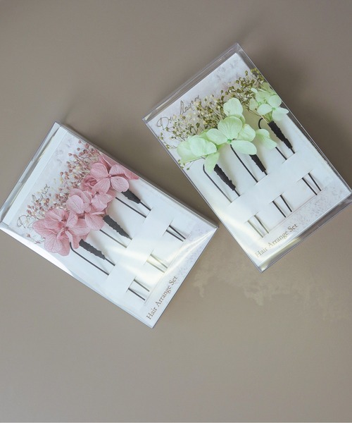 Kana（カナ）の「かすみ草 紫陽花 ドライフラワー Uピン 3本 セット 結婚式 お呼ばれ オケージョン（ヘアピン・レディース・アイボリー/ピンク/パープル/グリーン・フリー）」の14枚目の写真