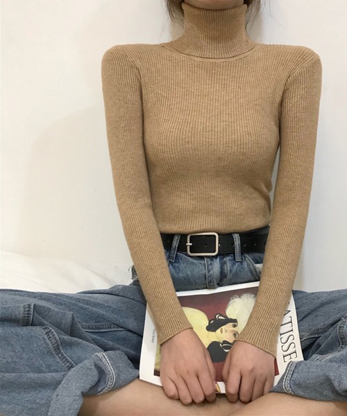 Chaco closet(チャコ クローゼット)の「リブニットシンプルタートルプルオーバー(ニット/セーター・レディース・ライトグリーン/ピンク/アイボリー/イエロー/オレンジ/グレー/ベージュ/ホワイト/ブルー/ブラック/ライトパープル・FREE)」の16枚目の写真