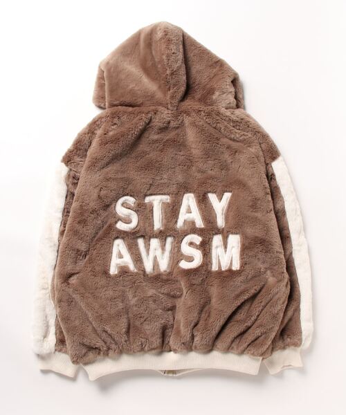 ANAP（アナップ）の「袖ラインファーフーディブルゾン【親子お揃い】（ブルゾン・レディース・グレイッシュベージュ/ブラック/オフホワイト・FREE）」の6枚目の写真