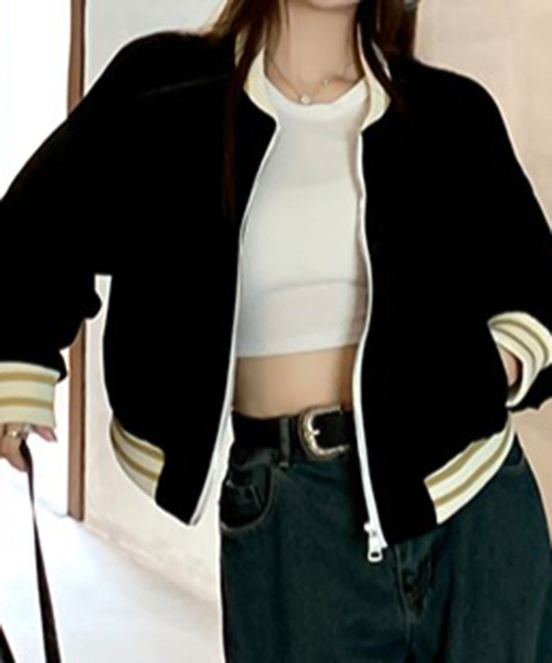 Girly Doll(ガーリードール)の「ラインデザインショートブルゾン(ブルゾン・レディース・グリーン/ブラック・M/L)」の11枚目の写真