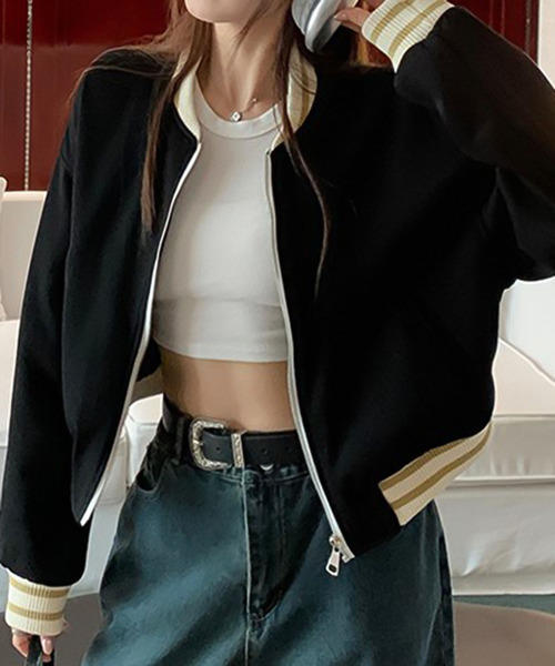 Girly Doll(ガーリードール)の「ラインデザインショートブルゾン(ブルゾン・レディース・グリーン/ブラック・M/L)」の13枚目の写真