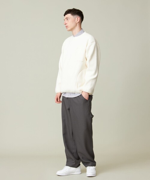 J.PRESS YORK STREET(ジェイプレスヨークストリート)の「【UNISEX】フリース クルーネックプルオーバー(スウェット・メンズ・グレー系/オレンジ系/アイボリー系/ブルー系・MEDIUM/LARGE/SMALL)」の5枚目の写真
