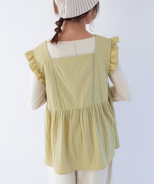 Crisp（クリスプ）の「フラワーエンボスフリルタンク（シャツ/ブラウス・レディース・グリーン/アイボリー・FREE）」の21枚目の写真