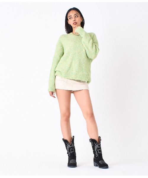 LATINA（ラティーナ）の「MIX起毛 ニット セーター Uネック 長袖（ニット/セーター・レディース・グリーン/ライトグレー・FREE）」の22枚目の写真