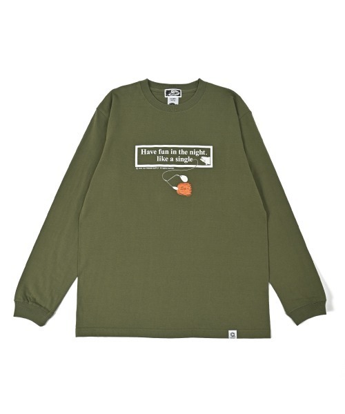 NOTHINKER(ノーシンカー)の「Have fun in the nights Long T-shirt(Tシャツ/カットソー・メンズ・ライトオリーブ/ブラック・LARGE/X-LARGE/MEDIUM)」の1枚目の写真