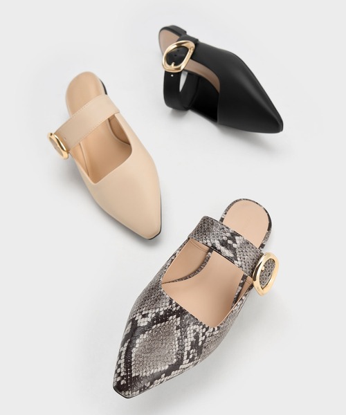 【セール】バックルストラップ フラットミュール（サンダル）｜CHARLES & KEITH（チャールズ & キース）