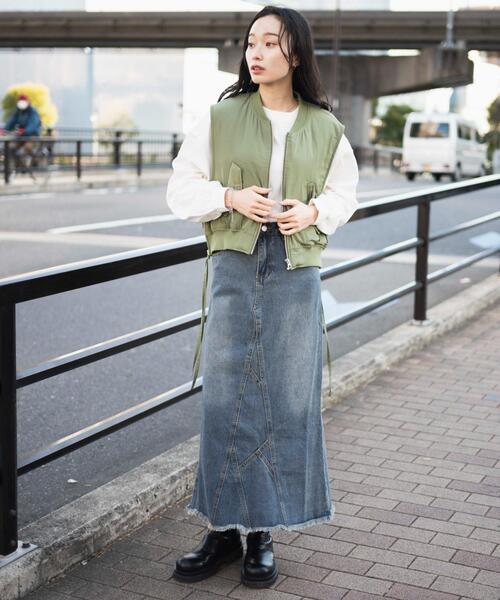 WEGO(ウィゴー)の「WEGO/ショートMA-1ベスト(ベスト・レディース・ブラック/カーキ・FREE)」の4枚目の写真