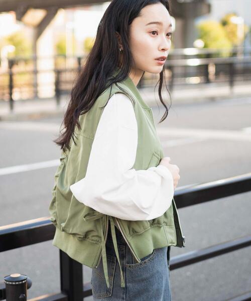 WEGO(ウィゴー)の「WEGO/ショートMA-1ベスト(ベスト・レディース・ブラック/カーキ・FREE)」の17枚目の写真