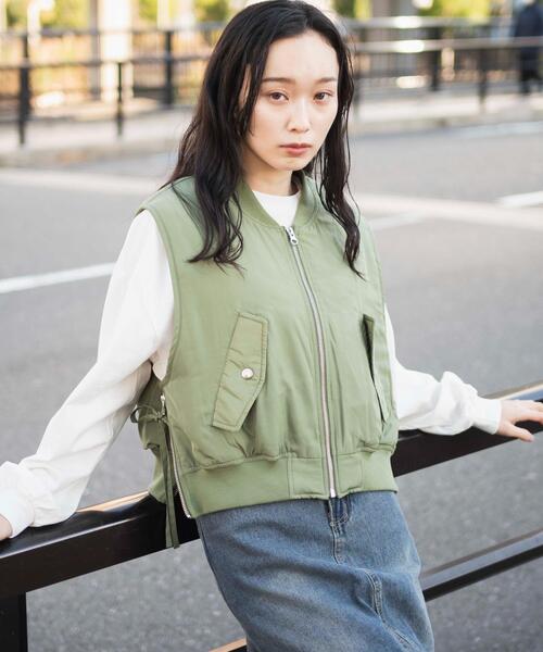 WEGO(ウィゴー)の「WEGO/ショートMA-1ベスト(ベスト・レディース・ブラック/カーキ・FREE)」の19枚目の写真