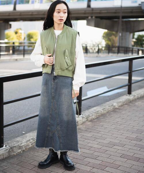 WEGO(ウィゴー)の「WEGO/ショートMA-1ベスト(ベスト・レディース・ブラック/カーキ・FREE)」の20枚目の写真