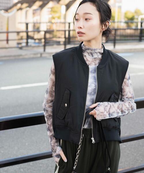 WEGO(ウィゴー)の「WEGO/ショートMA-1ベスト(ベスト・レディース・ブラック/カーキ・FREE)」の9枚目の写真