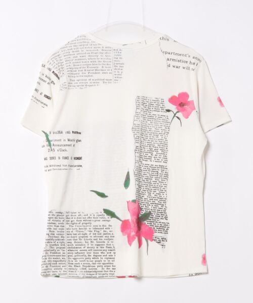 Desigual（デシグアル）の「ニュースペーパー&花柄 Tシャツ（Tシャツ/カットソー・レディース・ホワイト・XXL/XS/S/M/L/XL）」の6枚目の写真