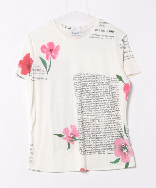 【デシグアル】ニュースペーパー&花柄 Tシャツ 楽天市場】ニュースペーパー＆花柄 Tシャツ／デシグアル