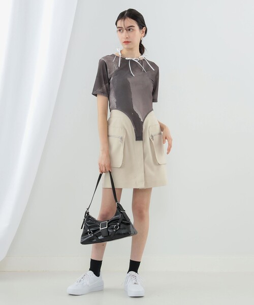 Ray BEAMS(レイビームス)の「Ray BEAMS / ボールチェーン リボン ネックレス(ネックレス・レディース・ホワイト/サックスブルー・ONE SIZE)」の3枚目の写真