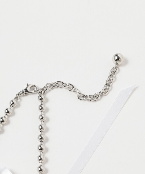 Ray BEAMS(レイビームス)の「Ray BEAMS / ボールチェーン リボン ネックレス(ネックレス・レディース・ホワイト/サックスブルー・ONE SIZE)」の7枚目の写真