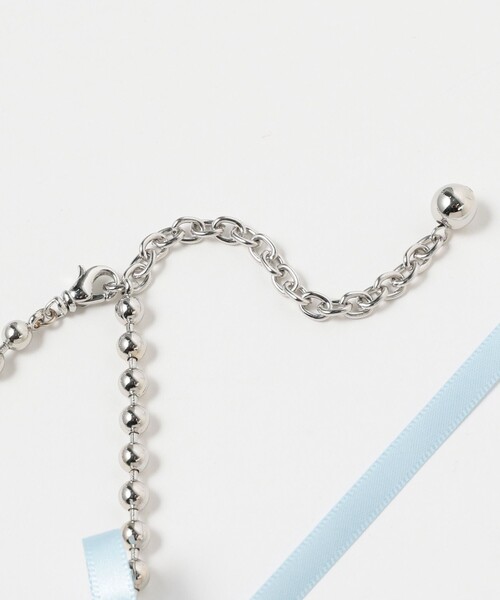Ray BEAMS(レイビームス)の「Ray BEAMS / ボールチェーン リボン ネックレス(ネックレス・レディース・ホワイト/サックスブルー・ONE SIZE)」の9枚目の写真