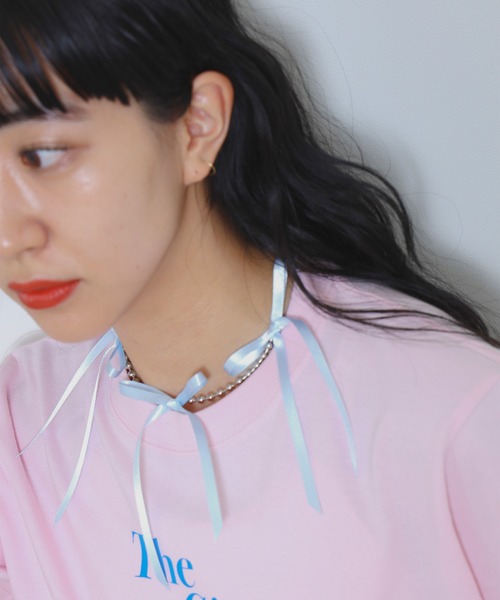 Ray BEAMS(レイビームス)の「Ray BEAMS / ボールチェーン リボン ネックレス(ネックレス・レディース・ホワイト/サックスブルー・ONE SIZE)」の2枚目の写真