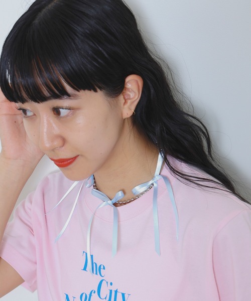 Ray BEAMS(レイビームス)の「Ray BEAMS / ボールチェーン リボン ネックレス(ネックレス・レディース・ホワイト/サックスブルー・ONE SIZE)」の10枚目の写真