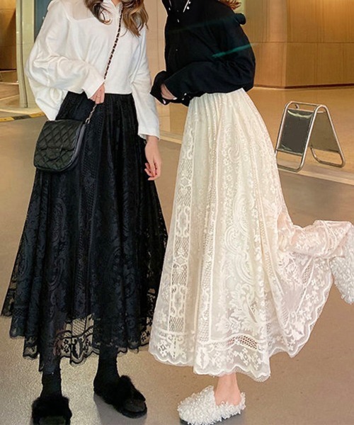 Miniministore（ミニミニストア）の「総レーススカート レディース ボトムス（スカート・レディース・ベージュ/ブラック/ホワイト・FREE）」の6枚目の写真