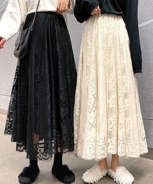 Miniministore（ミニミニストア）の「総レーススカート レディース ボトムス（スカート・レディース・ベージュ/ブラック/ホワイト・FREE）」の7枚目の写真