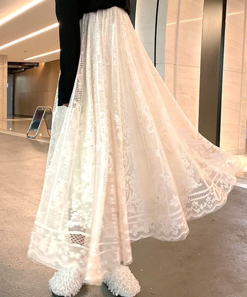 Miniministore（ミニミニストア）の「総レーススカート レディース ボトムス（スカート・レディース・ベージュ/ブラック/ホワイト・FREE）」の9枚目の写真