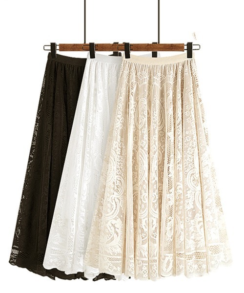 Miniministore（ミニミニストア）の「総レーススカート レディース ボトムス（スカート・レディース・ベージュ/ブラック/ホワイト・FREE）」の15枚目の写真