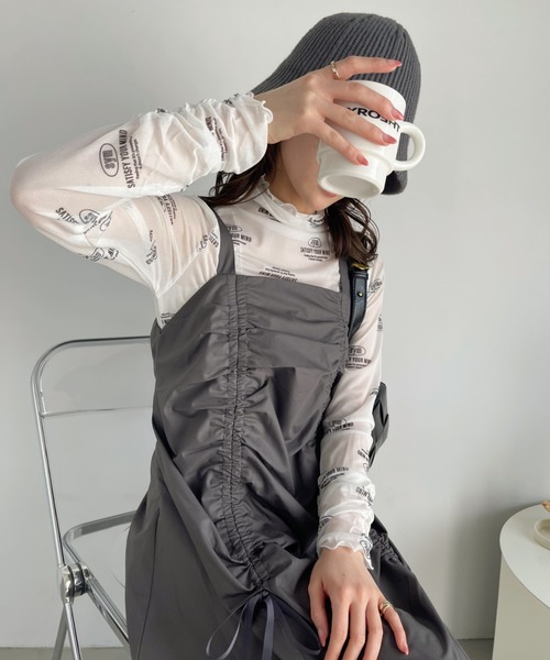 Ada.(エイダ)の「ロゴ 総柄 ボトルネック プルオーバー(Tシャツ/カットソー・レディース・ライトグレー/ホワイト/ブラック/ベージュ・FREE)」の16枚目の写真