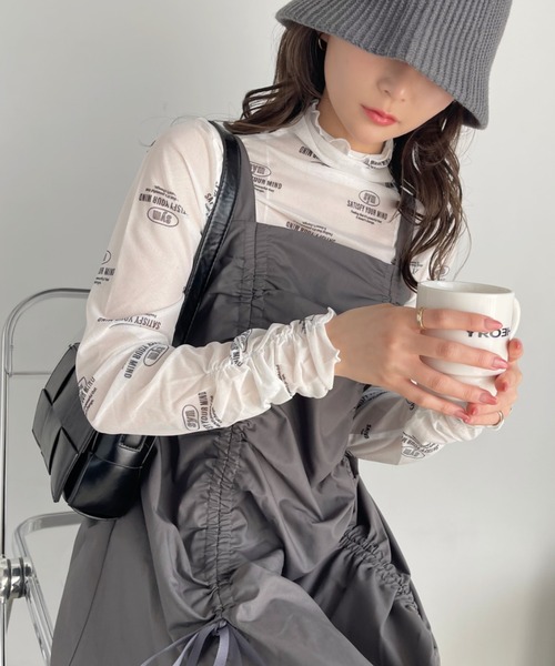 Ada.(エイダ)の「ロゴ 総柄 ボトルネック プルオーバー(Tシャツ/カットソー・レディース・ライトグレー/ホワイト/ブラック/ベージュ・FREE)」の17枚目の写真