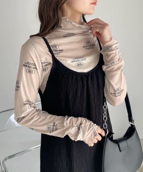 Ada.(エイダ)の「ロゴ 総柄 ボトルネック プルオーバー(Tシャツ/カットソー・レディース・ライトグレー/ホワイト/ブラック/ベージュ・FREE)」の10枚目の写真