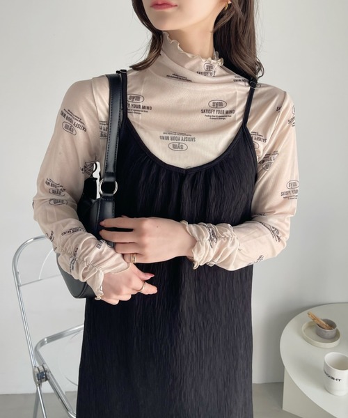 Ada.(エイダ)の「ロゴ 総柄 ボトルネック プルオーバー(Tシャツ/カットソー・レディース・ライトグレー/ホワイト/ブラック/ベージュ・FREE)」の12枚目の写真