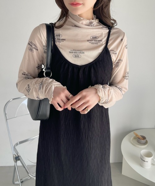Ada.(エイダ)の「ロゴ 総柄 ボトルネック プルオーバー(Tシャツ/カットソー・レディース・ライトグレー/ホワイト/ブラック/ベージュ・FREE)」の5枚目の写真