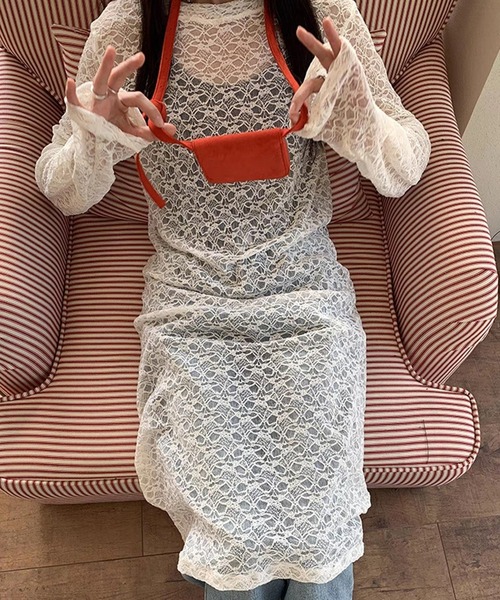 LYEON(リヨン)の「シアーレースワンピース(ワンピース・レディース・アイボリー/ブラック・FREE)」の5枚目の写真