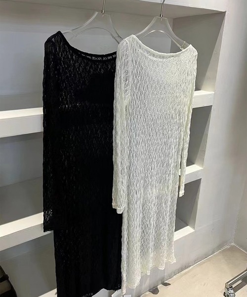 LYEON(リヨン)の「シアーレースワンピース(ワンピース・レディース・アイボリー/ブラック・FREE)」の8枚目の写真