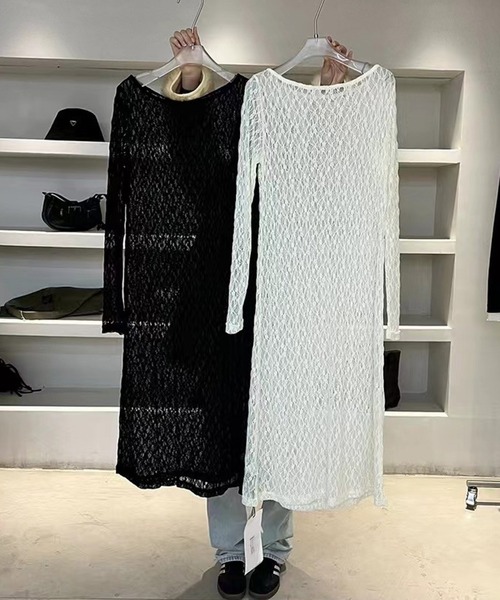 LYEON(リヨン)の「シアーレースワンピース(ワンピース・レディース・アイボリー/ブラック・FREE)」の9枚目の写真