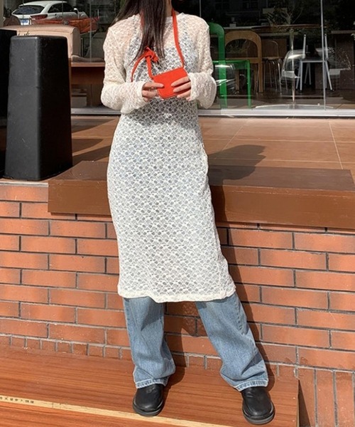 LYEON(リヨン)の「シアーレースワンピース(ワンピース・レディース・アイボリー/ブラック・FREE)」の14枚目の写真