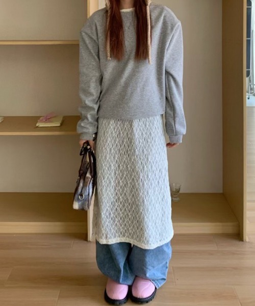 LYEON(リヨン)の「シアーレースワンピース(ワンピース・レディース・アイボリー/ブラック・FREE)」の18枚目の写真