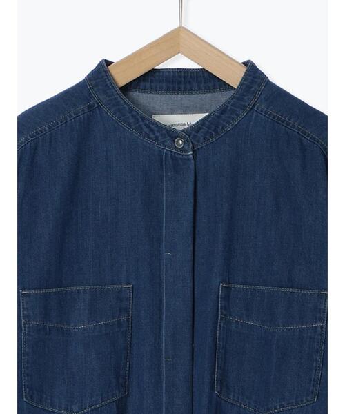 Samansa Mos2 blue（サマンサモスモスブルー）の「【ECO DENIM】シャツワンピース（ワンピース・レディース・チャコールグレー/ブルー/キナリ・F）」の10枚目の写真