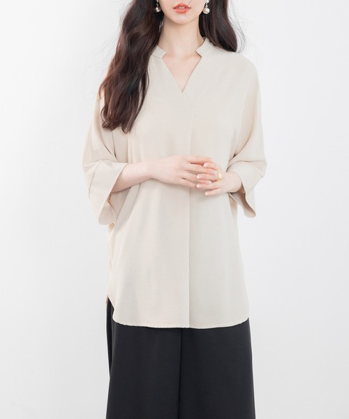 美品✨ルフィル スタンドカラーブラウス ドルマンスリーブ ホワイト 美品✨ルフィル スタンドカラーブラウス ドルマンスリーブ