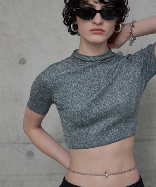 josemoon GLITTER CROP KNIT ジョゼムーン セール】GLITTER CROP KNIT/グリッタークロップニット(ニット