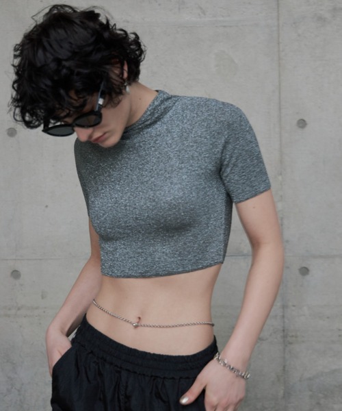 JOSE MOON(ジョゼムーン)の「GLITTER CROP KNIT/グリッタークロップニット(ニット/セーター・レディース・ブラック/グレー/シルバー・FREE)」の12枚目の写真