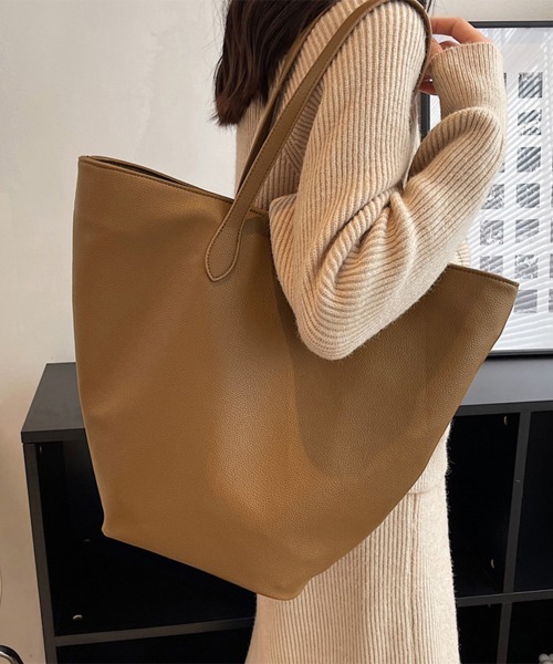 Miniministore(ミニミニストア)の「PUレザートートバッグ 大容量 レトロ(トートバッグ・レディース・キャメル/ダークベージュ/モカ/ブラック/ブラウン/アイボリー/ブラック系・FREE)」の7枚目の写真