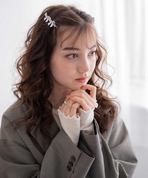 WEGO(ウィゴー)の「WEGO/【2点セット】ダブルリボンクリップ(バレッタ/ヘアクリップ・レディース・シルバー/ブラック/ライトグレー/ワイン・FREE)」の10枚目の写真