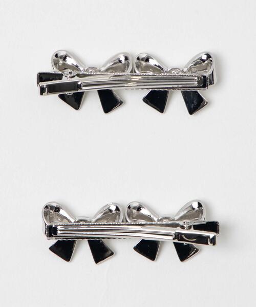 WEGO(ウィゴー)の「WEGO/【2点セット】ダブルリボンクリップ(バレッタ/ヘアクリップ・レディース・シルバー/ブラック/ライトグレー/ワイン・FREE)」の6枚目の写真