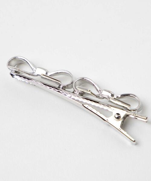 WEGO(ウィゴー)の「WEGO/【2点セット】ダブルリボンクリップ(バレッタ/ヘアクリップ・レディース・シルバー/ブラック/ライトグレー/ワイン・FREE)」の5枚目の写真